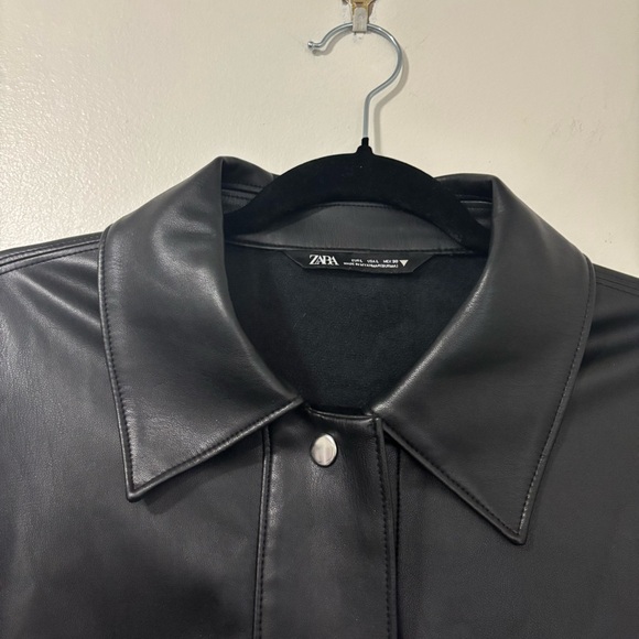 Zara Black Faux Leather Jacket - Picture 7 of 8